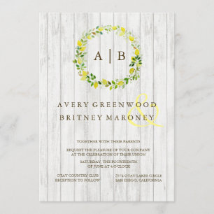 Invitación de la boda de la guirnalda del limón