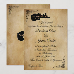 Invitación de la boda de la guitarra de Nashville