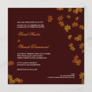 Invitación de la boda de la hoja de arce del otoño