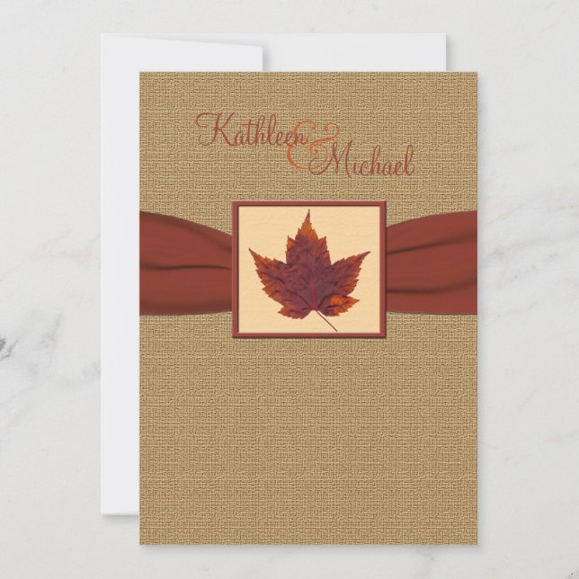 Invitación de la boda de la hoja del otoño (Anverso)