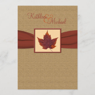Invitación de la boda de la hoja del otoño