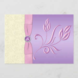 Invitación de la boda de la lavanda, del rosa y de