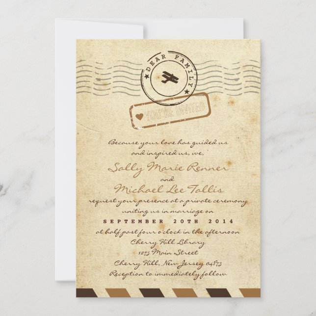 Invitación de la boda de la letra de amor (Anverso)