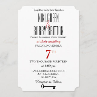 Invitación de la boda de la llave maestra