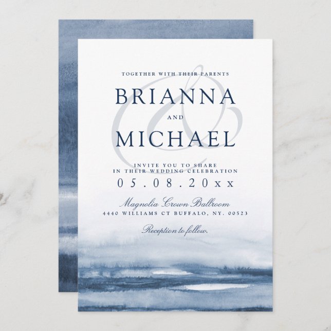 Invitación de la boda de la mañana del puerto del (Anverso / Reverso)