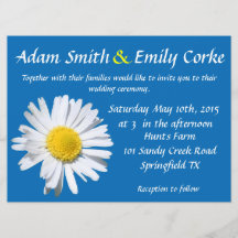 Invitación de la boda de la margarita azul del