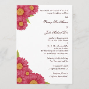 Invitación de la boda de la margarita del Gerbera