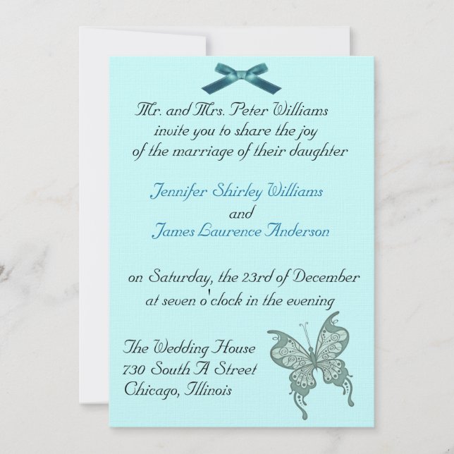 Invitación de la boda de la mariposa (Anverso)