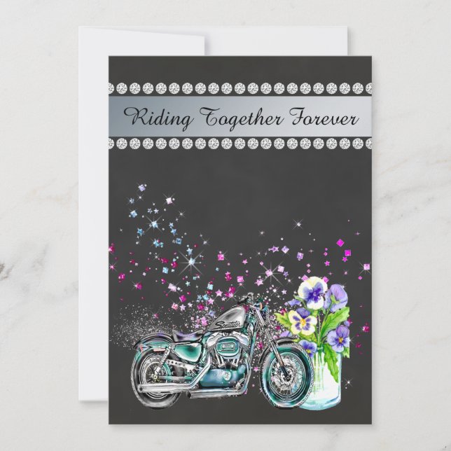 Invitación de la boda de la motocicleta con el (Anverso)