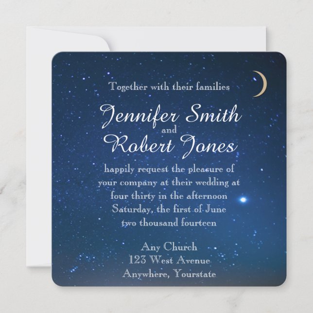 Invitación de la boda de la noche estrellada (Anverso)