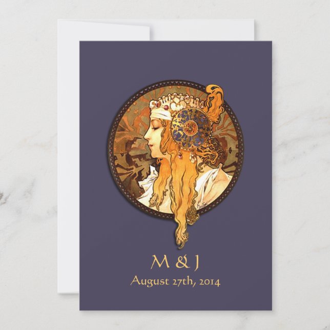 Invitación de la boda de la novia de Nouveau del (Anverso)