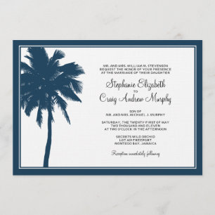 Invitación de la boda de la palmera de los azules
