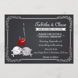 Invitación de la boda de la pesca - besar pescados