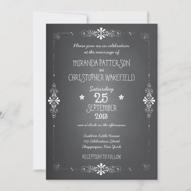 Invitación de la boda de la pizarra (Anverso)