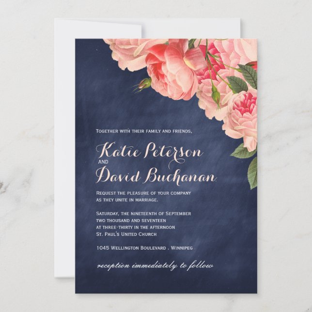 Invitación de la boda de la pizarra de la marina (Anverso)