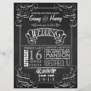 Invitación de la boda de la pizarra del vintage