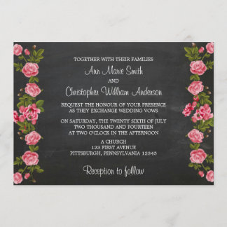 Invitación de la boda de la pizarra y de la flor