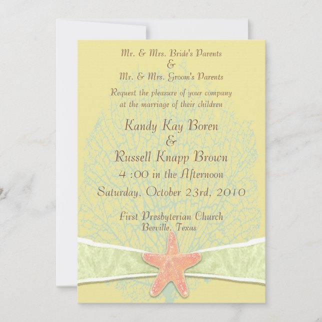 Invitación de la boda de la playa (Anverso)