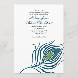 Invitación de la boda de la pluma del pavo real