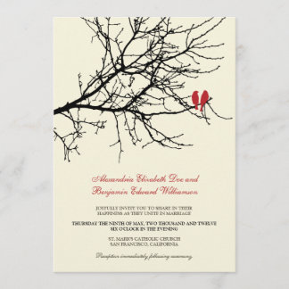 Invitación de la boda de la rama de los pájaros