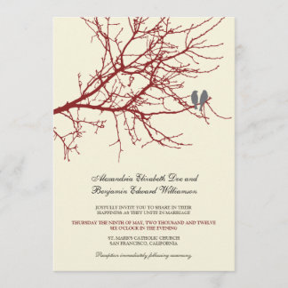 Invitación de la boda de la rama de los pájaros
