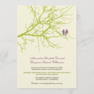 Invitación de la boda de la rama de los pájaros