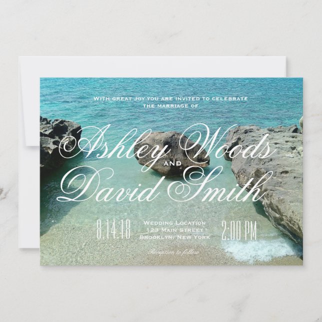 Invitación de la boda de la roca de la playa (Anverso)