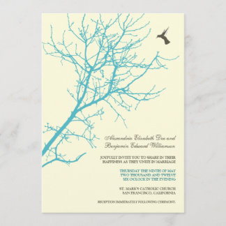 Invitación de la boda de la silueta del árbol