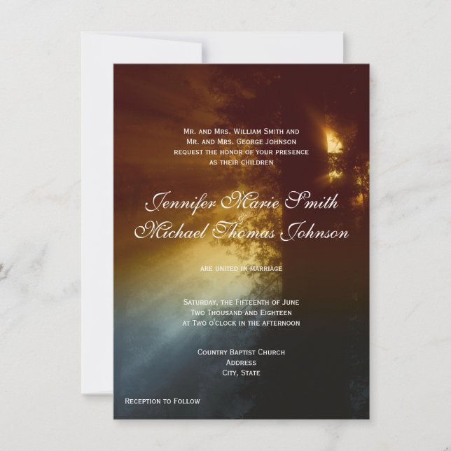 Invitación de la boda de la silueta del árbol de (Anverso)