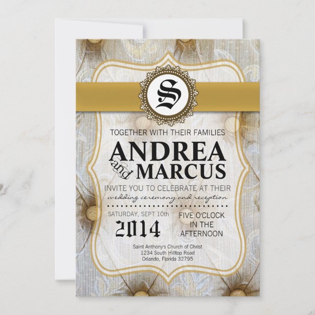 invitación de la boda de la tela del pliegue del (Anverso)