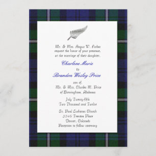 Invitación de la boda de la tela escocesa de