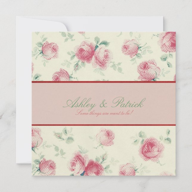 Invitación de la boda de la textura de los rosas (Anverso)