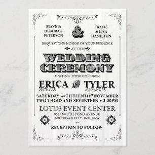 Invitación de la boda de la tipografía del vintage