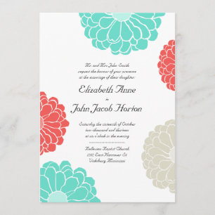 Invitación de la boda de la turquesa y de la flor