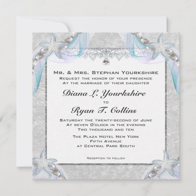 Invitación de la boda de las estrellas de mar (Anverso)