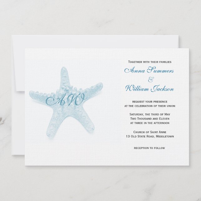 Invitación de la boda de las estrellas de mar - (Anverso)