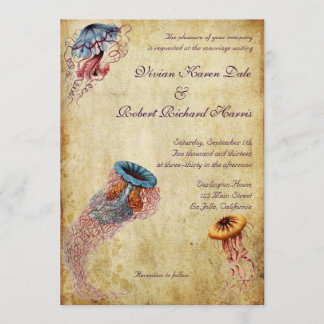 Invitación de la boda de las medusas del vintage