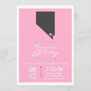 Invitación de la boda de Las Vegas rosado, Nevada