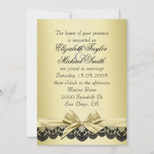 Invitación de la Boda de Lazo Negro de la Cinta de