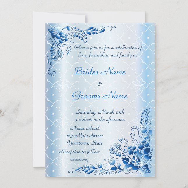 Invitación de la boda de los azules marinos en (Anverso)