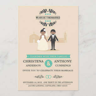 Invitación de la boda de los pares del dibujo