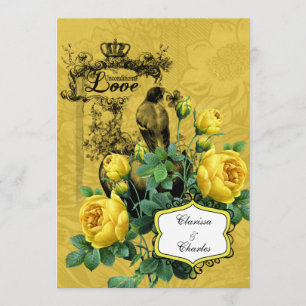 Invitación de la boda de los rosas amarillos 5x7