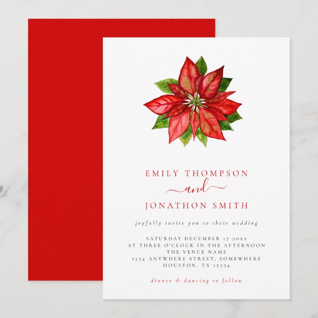 Invitación de la Boda de navidades de una sola poi (Anverso / Reverso)