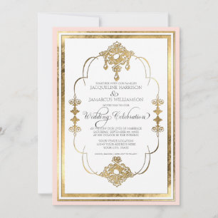 Invitación de la boda de Nouveau del art déco de