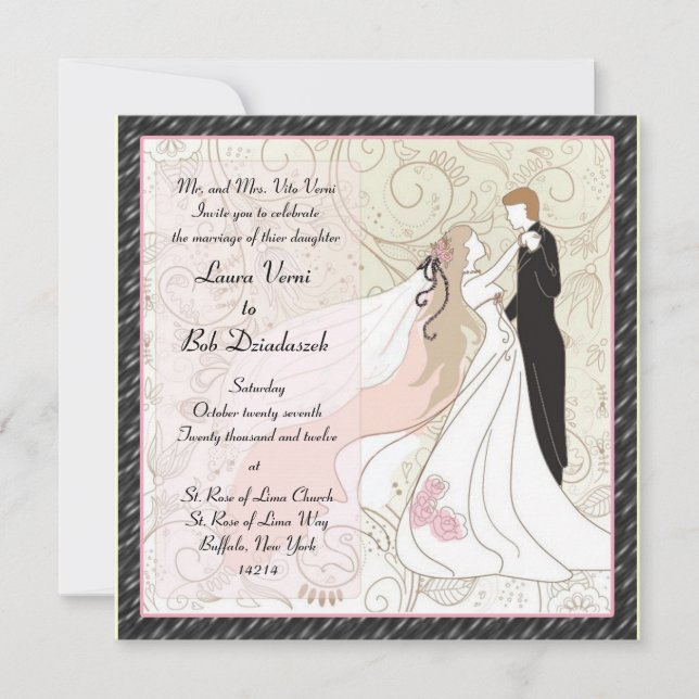 Invitación de la boda de novia y del novio (Anverso)