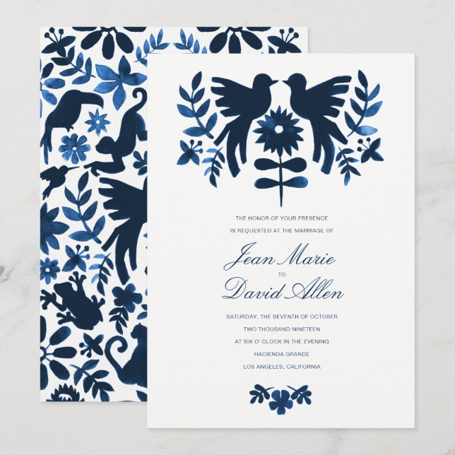 Invitación de la boda de Otomi del mexicano - (Anverso / Reverso)