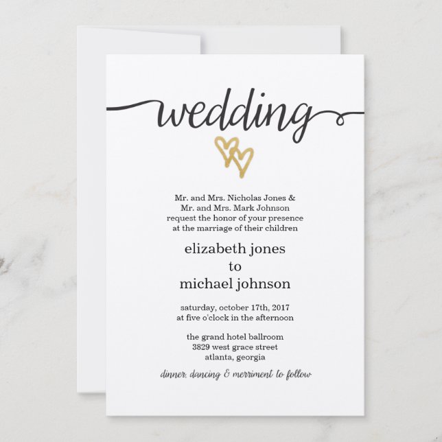 Invitación de la boda de papel de Kraft de los (Anverso)