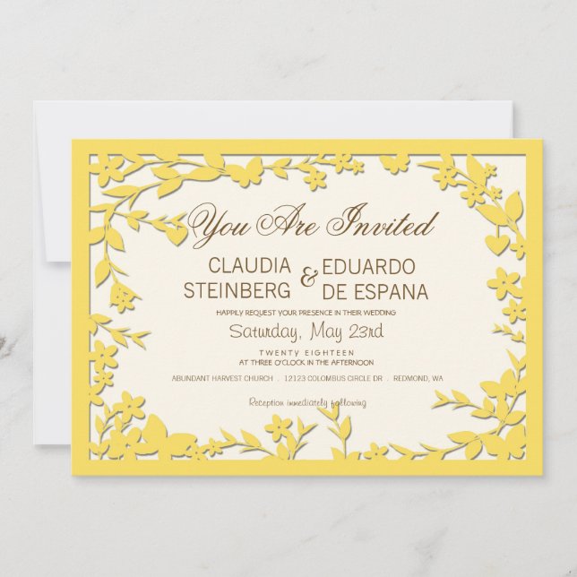 Invitación de la boda de Papel Picado - palomas (Anverso)