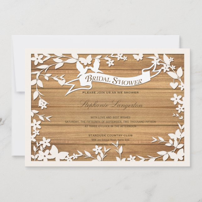 Invitación de la boda de Papel Picado - palomas (Anverso)