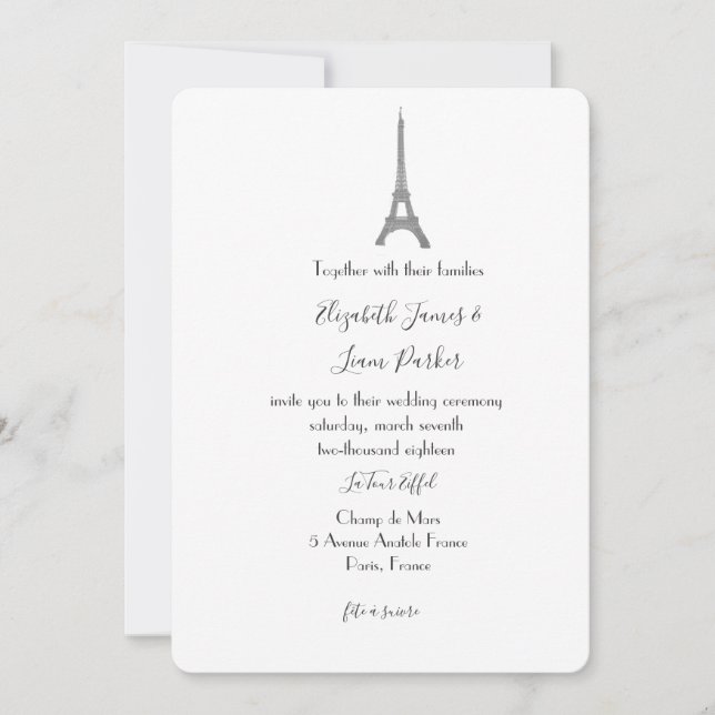 Invitación de la boda de París (Anverso)